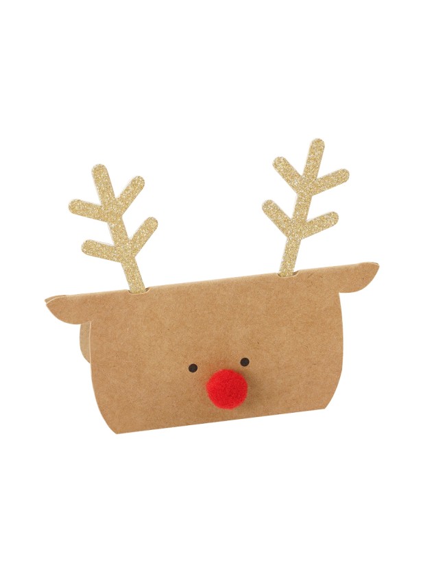 6 MARQUE-PLACES KRAFT TETE DE RENNE JUSTIN NEZ ROUGE 9CM X 4CM