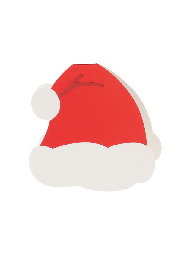 6 TISCHKARTEN ROT METALL WEIHNACHTSMÜTZE 6CM X 7CM