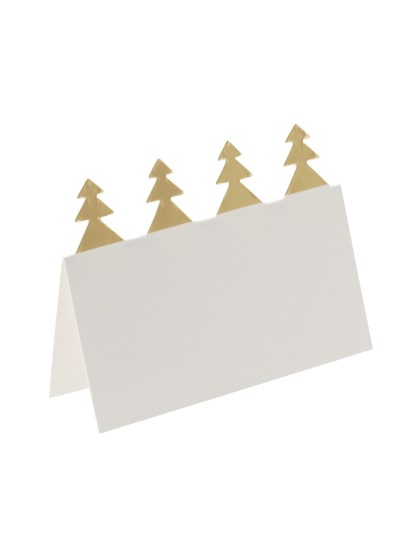 6 WHITE PLACE CARDS GOLDEN TREES 9CM X 5CM