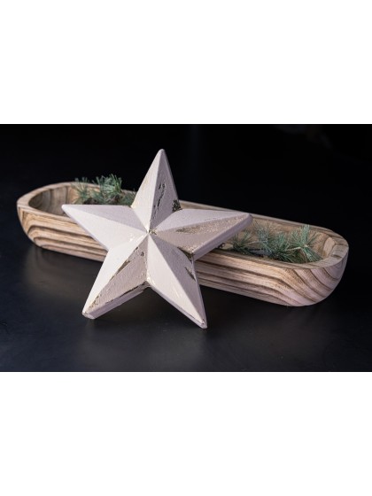 STERN HOLZ ASPECT SAMT WEISS BLATT D\'OR 23CM X 8CM X 24CM