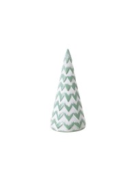 TENDER GREEN/WHITE WOODEN XMAS TREE DIA 9CM X 20CM