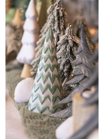 SAPIN BOIS SUMMIT BICOLORE VERT TENDRE / BLANC DIA 9CM X 20CM