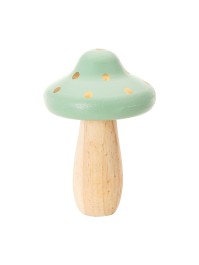 CHAMPIGNON BOIS GEANT BICOLORE NATUREL VERT POIS OR 10.5CM X 15.5CM