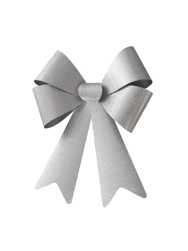 1 MAXI SHINY SILVER BOW 50.8CM X 66CM