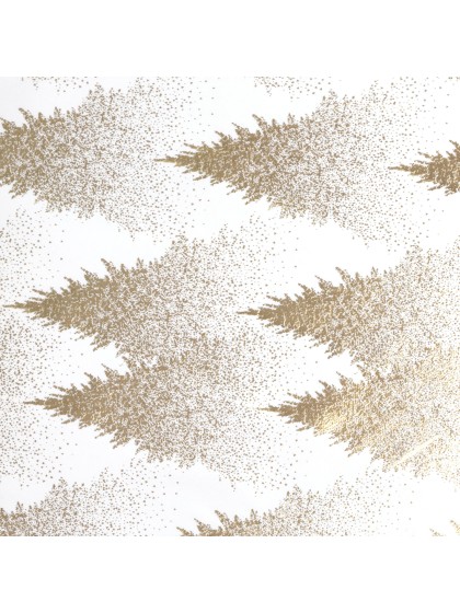 CHEMIN DE TABLE VELOURS BLANC TREE SPIRIT IMPRESSION OR 28CM X 3M