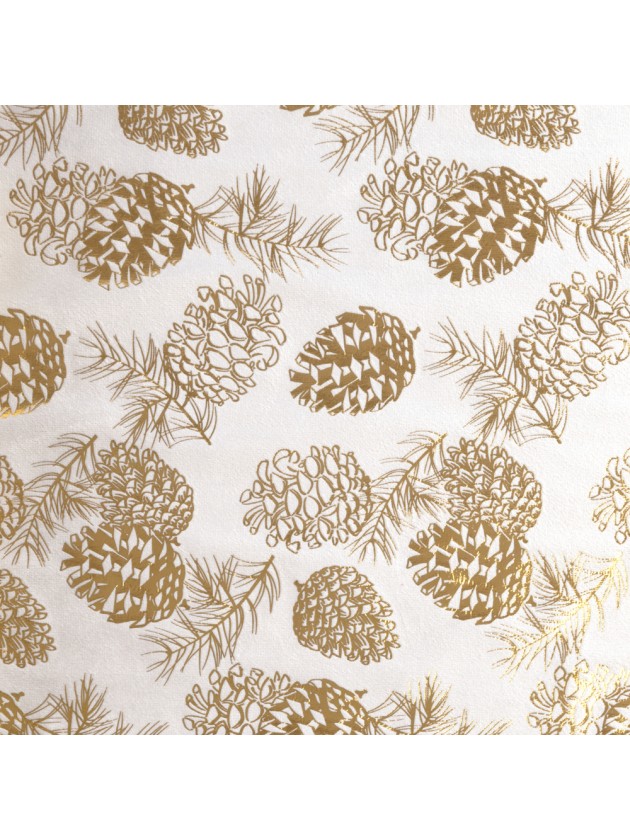 CAMEL VELVET TABLE RUNNER GOLDEN PINE CONES 28CM X 3M