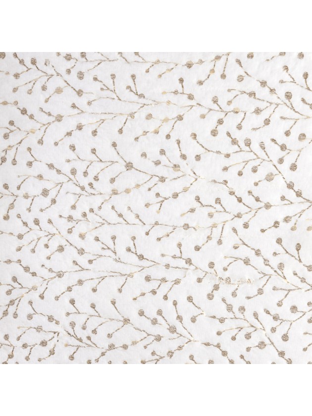 WHITE FUR TABLE RUNNER MATT GOLD TWIGS PRINTING 28CM X 3M