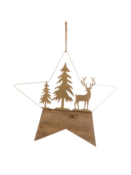 ETOILE METAL BOIS DEERS MAJESTIC A SUSPENDRE AV LIEN JUTE 45.5CM X 41.5CM