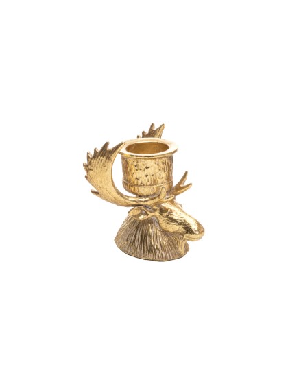 RESIN GOLDEN MOOSE CANDLEHOLDER 13.5CM X 14CM X 14CM