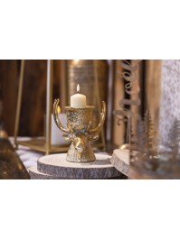 RESIN GOLDEN MOOSE CANDLEHOLDER 13.5CM X 14CM X 14CM
