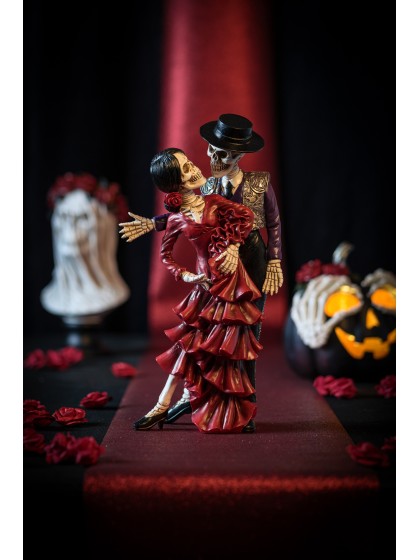POLYRESIN SKELETON COUPLE DAY OF THE DEAD 20CM X 12CM X 40CM HT 