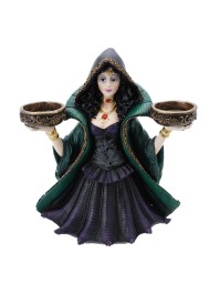 HEXE POLYRESIN PORTE 2 KERZEN 22CM X 11CM X 24.5CM