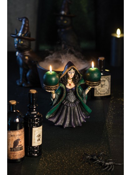 POLYRESIN WITCH 2 CANDLE HOLDERS 22CM X 11CM X 24.5CM