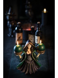 POLYRESIN WITCH 2 CANDLE HOLDERS 22CM X 11CM X 24.5CM