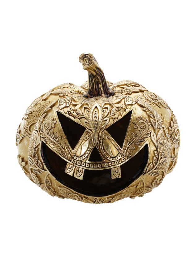 GOLDEN BAROQUE POLYRESIN PUMPKIN 21CM X 21CM X 18CM 