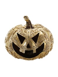 GOLDEN BAROQUE POLYRESIN PUMPKIN 21CM X 21CM X 18CM 