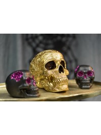 GOLDEN BAROQUE POLYRESIN SKULL 25CM X 15CM X 19.5CM 
