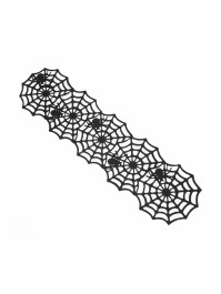 BLACK SPIDER WEB TABLE RUNNER IN FELT 148CM X 41CM