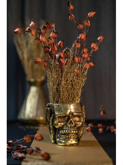 GOLD SKULL POT 16CM X 18.5CM