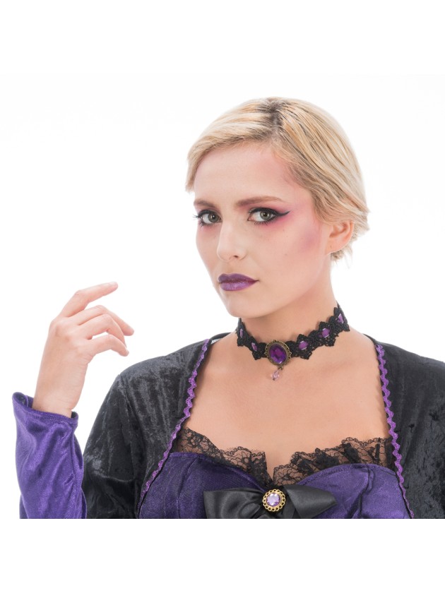 VIOLET GOTHIC LACE CHOKER/NECKLACE 