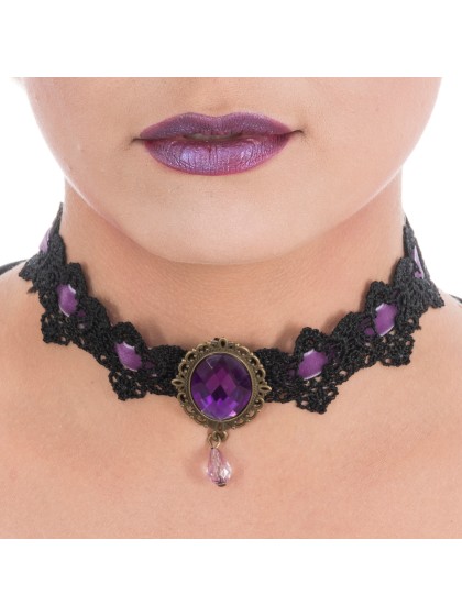 VIOLET GOTHIC LACE CHOKER/NECKLACE 