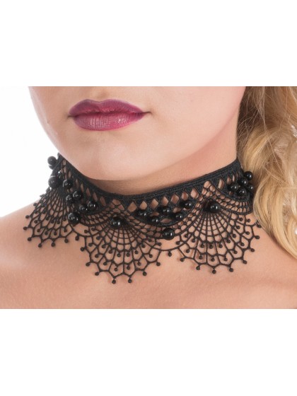 SET COLLIER RAS DE COU + BRACELET AVEC BAGUE DENTELLE 