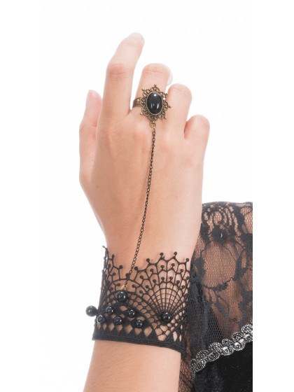 SET COLLIER RAS DE COU + BRACELET AVEC BAGUE DENTELLE 