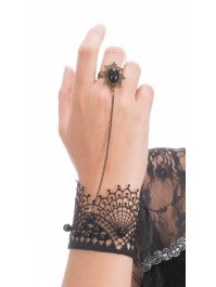 BLACK LACE NECKLACE BRACELET AND RING 