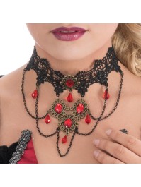 CHOKER WITH RED PEARLS 