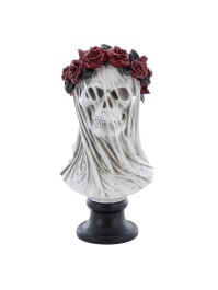 RESIN SKULL HEAD BUST W/ WREATH DIA 17.5CM X 35.5CM