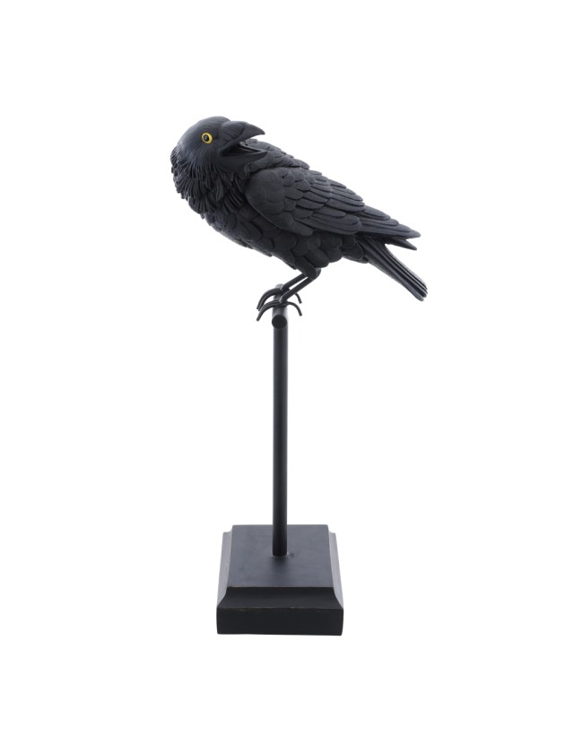 RESIN BLACK RAVEN ON BASE 15CM X 21CM X 44CM