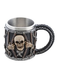PRISONNER SKULL RESIN MUG DIA 9.5CM X 10CM