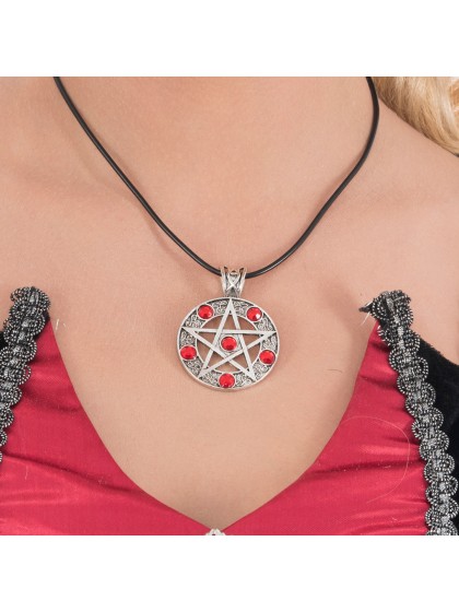 RED LUCIFER NECKLACE PENDANT 5CM X 3.5CM / CHAIN 45CM