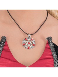 RED LUCIFER NECKLACE PENDANT 5CM X 3.5CM / CHAIN 45CM