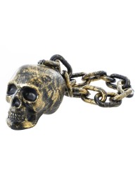 PLASTIC CHAIN WITH GOLDEN SKULL 55CM