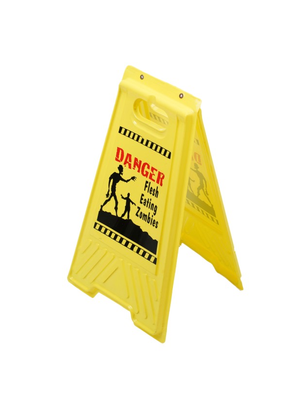 PANNEAU SIGNALISATION DANGER HALLOWEEN PVC 31CM X 3.5CM X 53CM