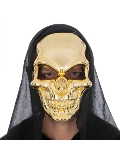 MASQUE TETE DE MORT DORE AVEC CAPUCHE 