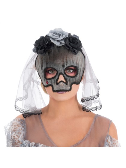 MASQUE TETE DE MORT AVEC VOILE DE MARIEE 