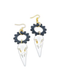 SKELETON RAVEN HEAD EARRINGS 