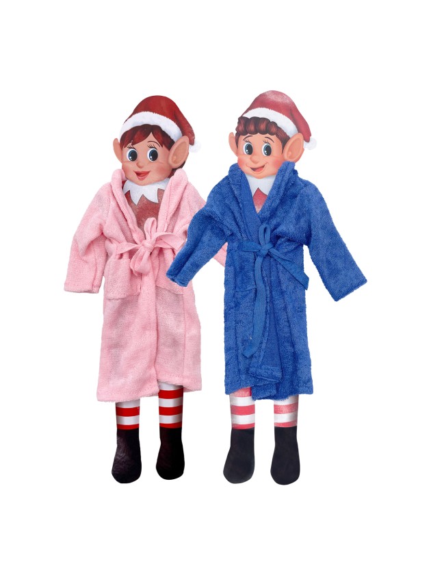 ROBE DE CHAMBRE POUR LUTIN FARCEUR COL ASS ROSE ET BLEU 12.5CM X 0.5CM X 40CM