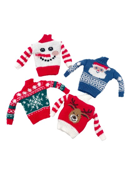PULL DE NOEL POUR LUTIN FARCEUR 4 COL ASS 11CM X 11CM X 11CM