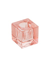KERZENHALTER FACKELKERZE GLAS SMOOTH ROSA PASTELL 4CM X 4CM X 4CM