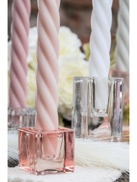 KERZENHALTER FACKELKERZE GLAS SMOOTH ROSA PASTELL 4CM X 4CM X 4CM