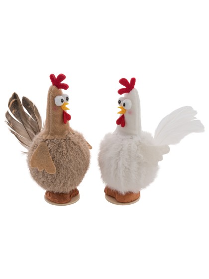 HUHN MIT GROSS AUGEN - 2 SORT. 10CM X 6CM X 15CM
