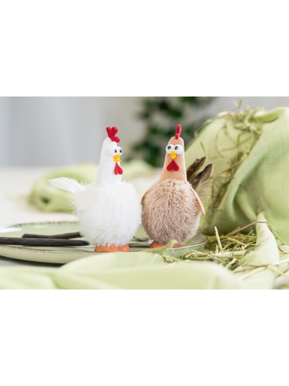 HUHN MIT GROSS AUGEN - 2 SORT. 10CM X 6CM X 15CM