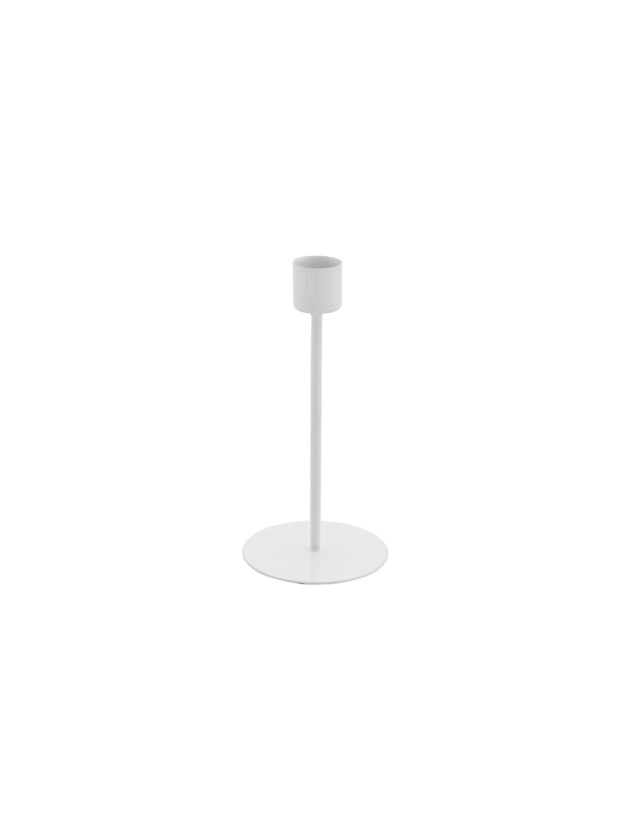 WHITE METAL CANDLE HOLDER DIA 7CM X 15CM