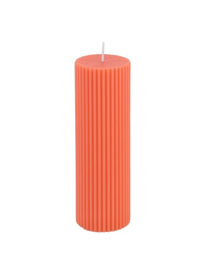 TANGERINE FLUTED PILLAR CANDLE DIA 5CM X 15CM
