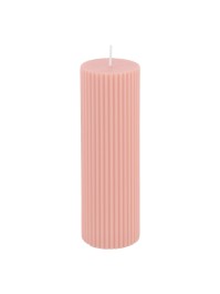 SÄULENKERZE GERIEFELT ROSA WATER DIA 5CM X 15CM
