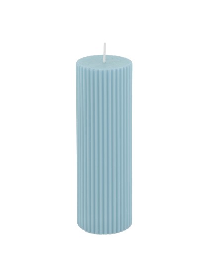 SÄULENKERZE GERIEFELT BLAU PASTELL DIA 5CM X 15CM