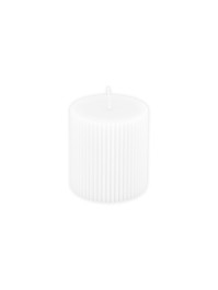 SÄULENKERZE GERIEFELT WEISS DIA 7CM X 7.5CM